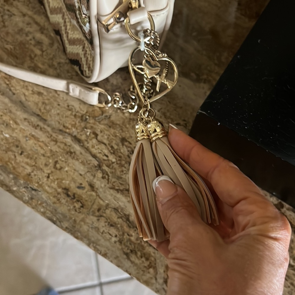 Sold Mini beige Purse, exterior pocket, fabric and leather exterior fabric - Picture 3 of 9